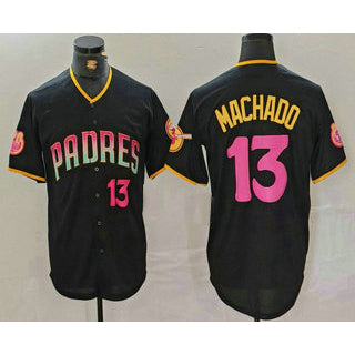 San Diego Padres #13 Manny Machado Number Black AmberGomez 20th Anniversary Cool Base Stitched Jersey