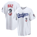 Los Angeles Dodgers #3 Edwin Diaz Fourth of July White AmberGomez USA 250 Stadium Jersey