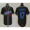 Los Angeles Dodgers #17 Shohei Ohtani Number Black AmberGomez Cool Base With Patch Stitched Jersey 2