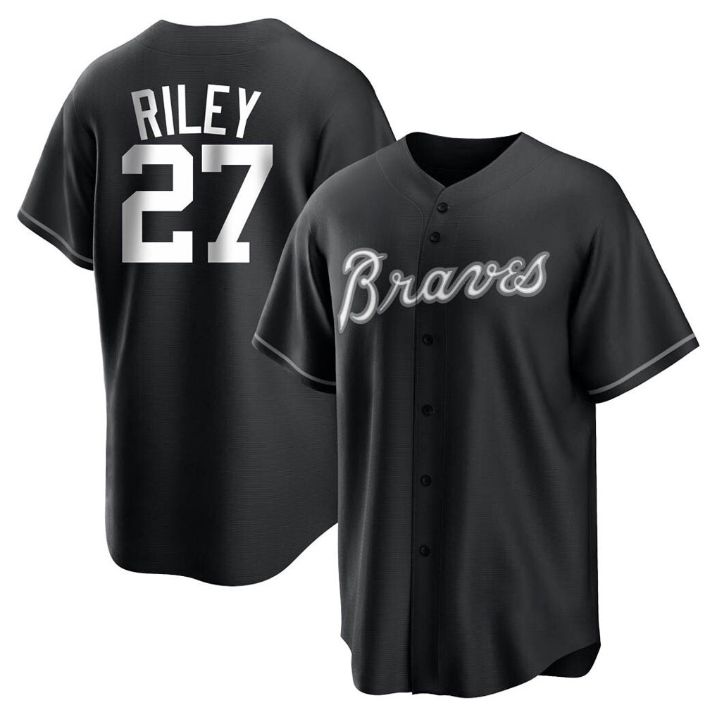 Atlanta Braves #27 Austin Riley Player Black AmberGomez Home Game Stitched Jerseys