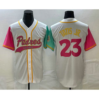 San Diego Padres #23 Fernando Tatis Jr White AmberGomez NEW 2023 City Connect Cool Base Stitched Jersey 3