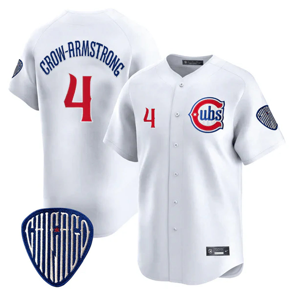 Chicago Cubs #4 Pete Crow-Armstrong Player White AmberGomez Vapor Premier Limited Home Stitched Jerseys