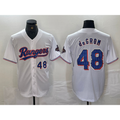 Texas Rangers #48 Jacob deGrom Number White AmberGomez 2024 Gold Collection Limited Cool Base Jersey 2