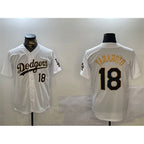 Los Angeles Dodgers #18 Yoshinobu Yamamoto White Gold AmberGomez Home Limited Stitched Jersey 2