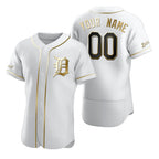Custom Detroit Tigers White AmberGomez Stitched Flex Base Golden Edition Jersey