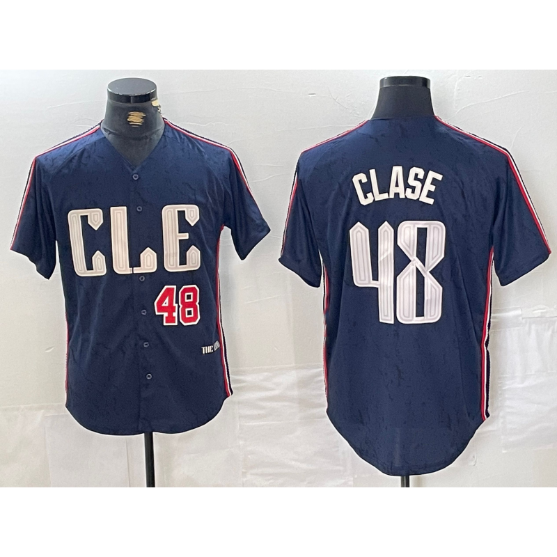 Cleveland Guardians #48 Emmanuel Clase Number Navy AmberGomez 2024 City Connect Limited Stitched Jersey