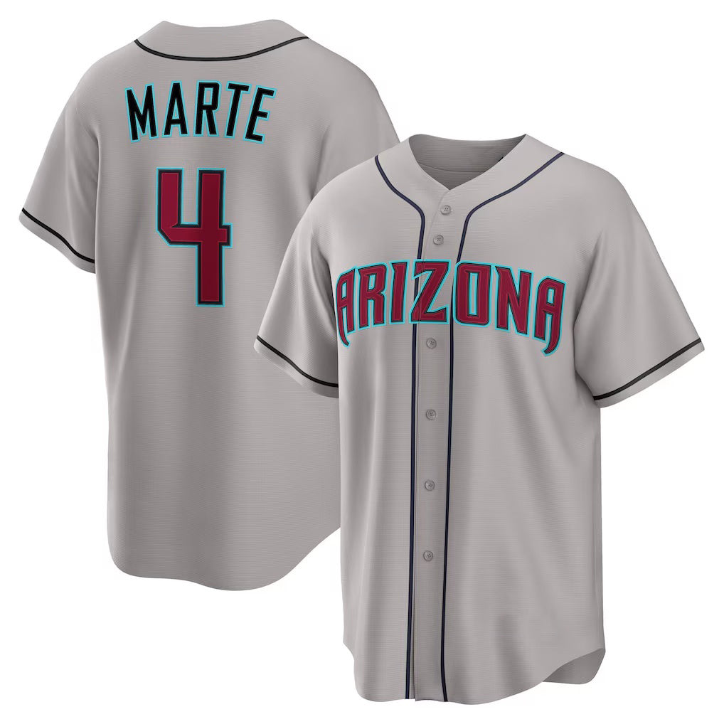 Arizona Diamondbacks #4 Ketel Marte Gray AmberGomez Road Replica Jersey