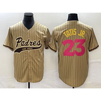 San Diego Padres #23 Fernando Tatis Jr Tan AmberGomez NEW 2023 City Connect Cool Base Stitched Jersey 2