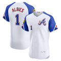 Atlanta Braves #1 Ozzie Albies White AmberGomez City Connect Elite Jersey