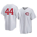 Cincinnati Reds #44 Elly De La Cruz Player White AmberGomez Stripe Field of Dreams Game Home Stitched Jerseys