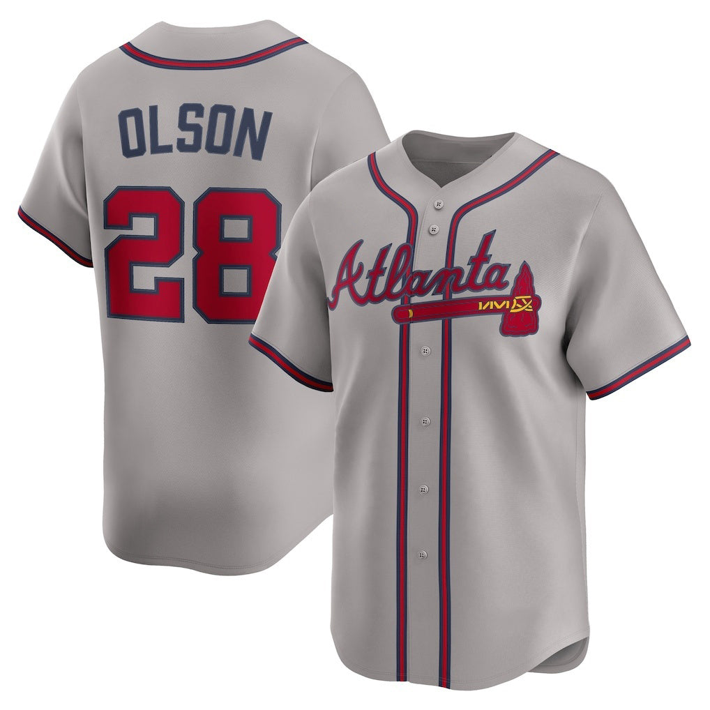 Atlanta Braves #28 Matt Olson Gray AmberGomez Road Limited Player Jersey