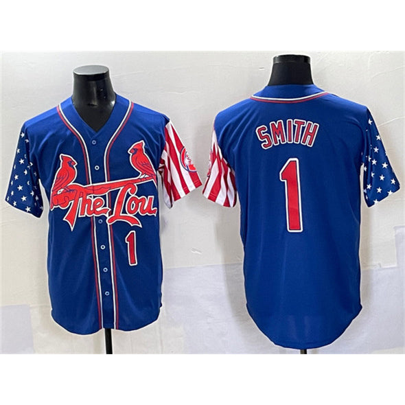 St. Louis Cardinals #1 Ozzie Smith Royal AmberGomez Independence Day Vapor Premier Limited Stitched Jersey