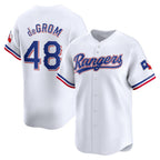 Texas Rangers #48 Jacob deGrom White AmberGomez Home Limited Player Jersey
