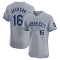 Kansas City Royals #16 Bo Jackson Player Gray AmberGomez Limited Elite Home Stitched Jerseys