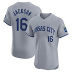 Kansas City Royals #16 Bo Jackson Player Gray AmberGomez Limited Elite Home Stitched Jerseys