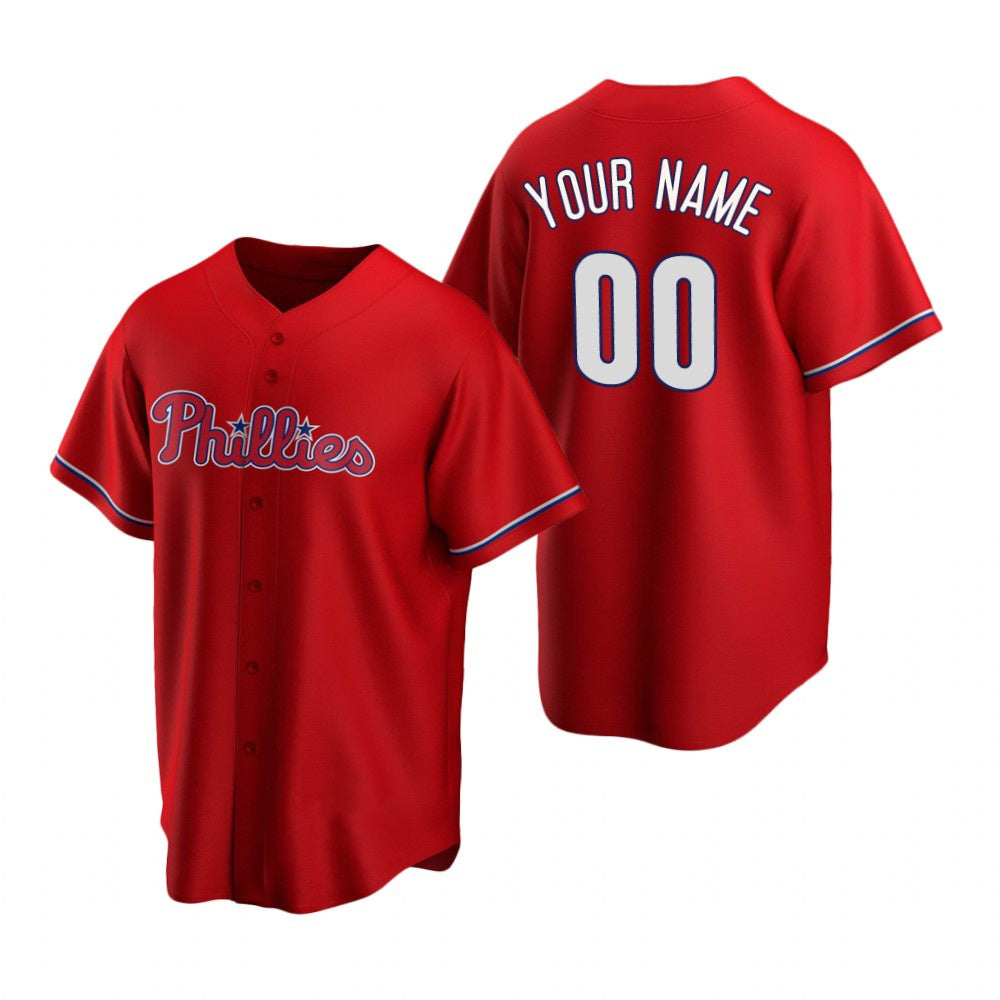 Custom Philadelphia Phillies Red AmberGomez Stitched Cool Base Jersey