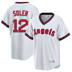 Los Angeles Angels #12 Jorge Soler Player White AmberGomez T-shirt Home Game Stitched Jerseys