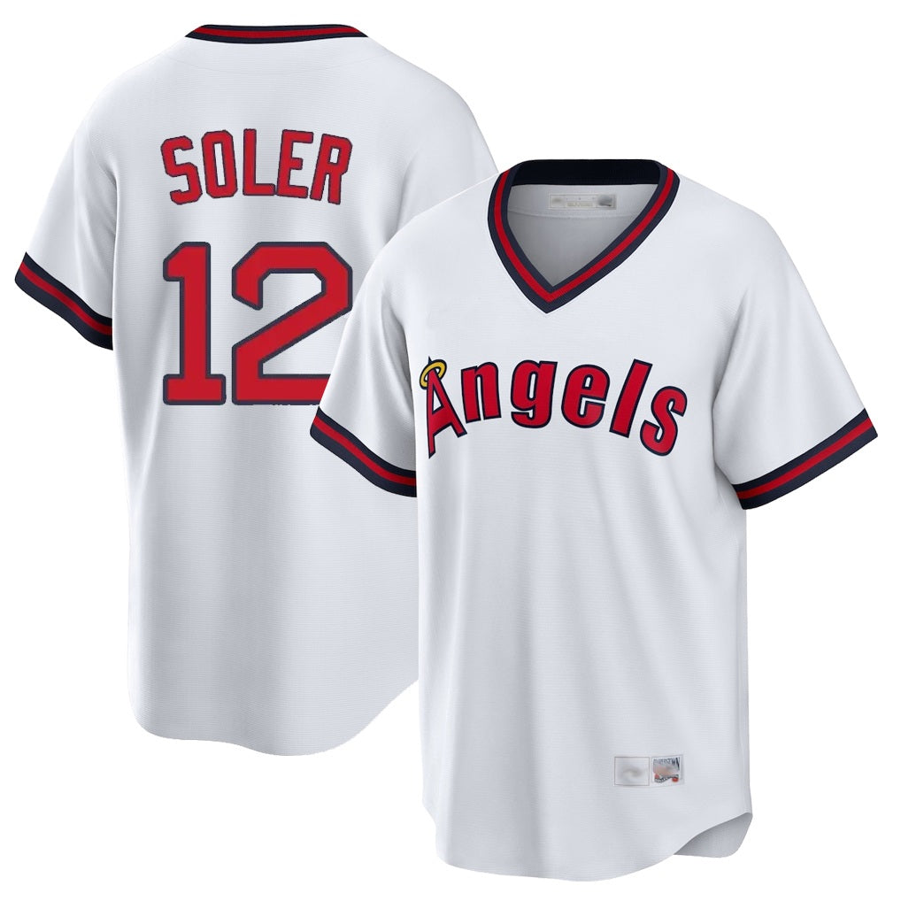 Los Angeles Angels #12 Jorge Soler Player White AmberGomez T-shirt Home Game Stitched Jerseys