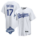 Los Angeles Dodgers #17 Shohei Ohtani Player White AmberGomez World Series Meet Game Home Stitched Jerseys