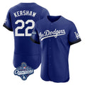 Los Angeles Dodgers #22 Clayton Kershaw Player Royal AmberGomez World Series Meet City Connect Elite Home Stitched Jerseys
