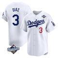 Los Angeles Dodgers #3 Edwin D¨ªaz Player White AmberGomez World Series Limited Home Stitched Jerseys