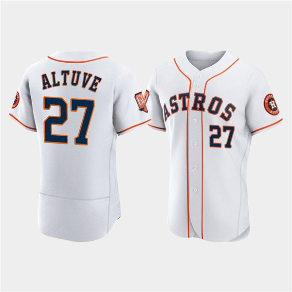 Houston Astros #27 Jose Altuve White AmberGomez 60th Anniversary Flex Base Stitched Jersey