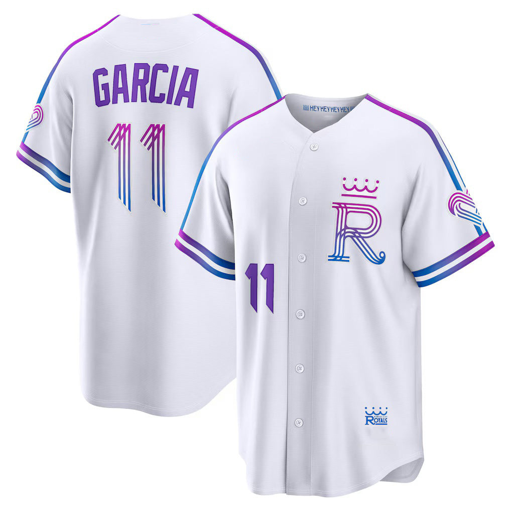 Kansas City Royals #11 Maikel Garcia White AmberGomez 2026 City Connect Stadium Jersey