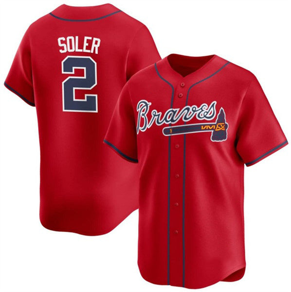 Atlanta Braves #2 Jorge Soler Red AmberGomez 2024 Alternate Limited Stitched Jersey