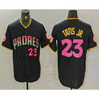 San Diego Padres #23 Fernando Tatis Jr Number Black AmberGomez 20th Anniversary Cool Base Stitched Jersey