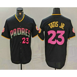 San Diego Padres #23 Fernando Tatis Jr Number Black AmberGomez 20th Anniversary Cool Base Stitched Jersey