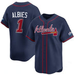 Atlanta Braves #1 Ozzie Albies Navy AmberGomez 2025 Speedway Classic Alternate Limited Stitched Jersey