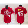 Philadelphia Phillies #45 Zack Wheeler Number Red AmberGomez Cool Base Stitched Jersey 2