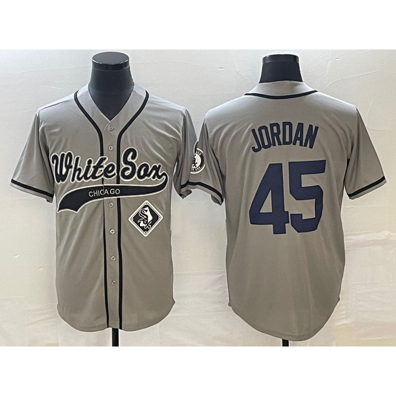 Chicago White Sox #45 Michael Jordan Grey AmberGomez Cool Base Stitched Jersey 2