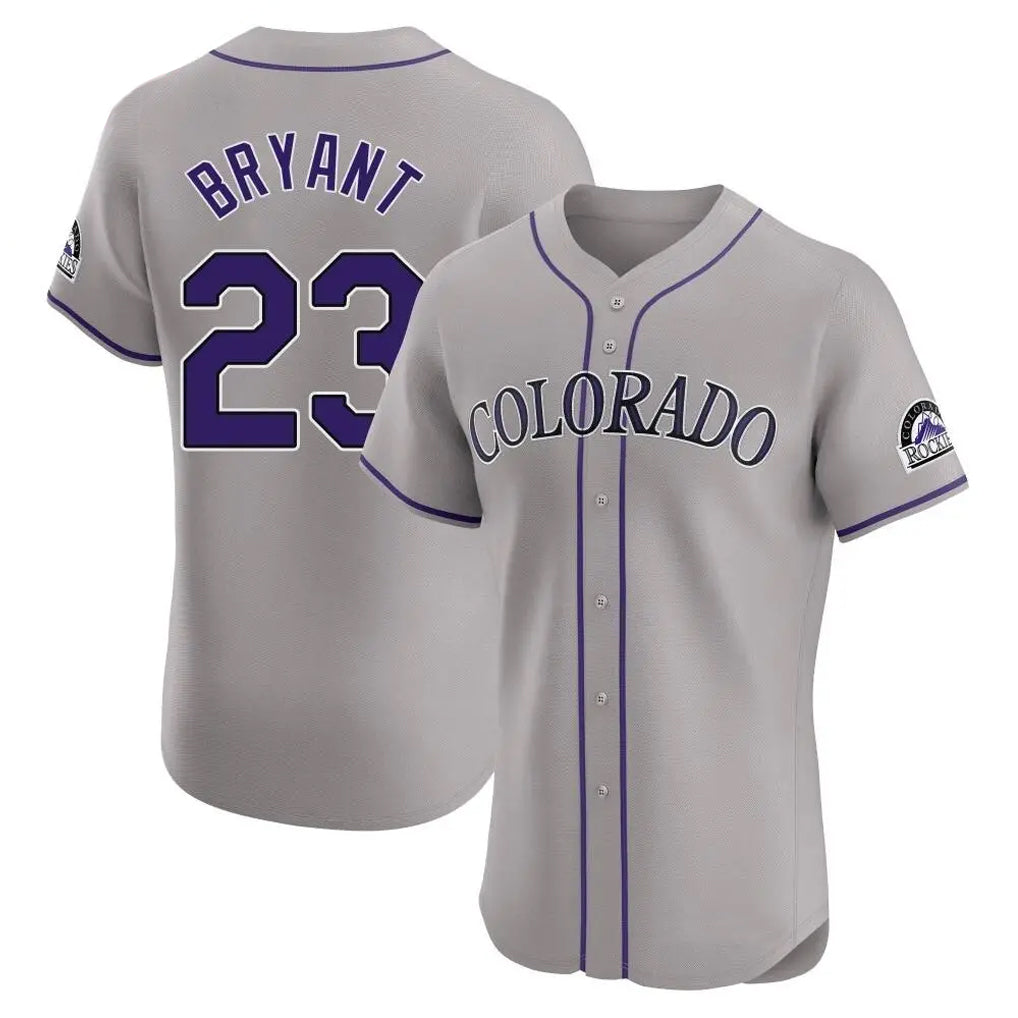 Colorado Rockies #23 Kris Bryant Player Gray AmberGomez Limited Elite Home Stitched Jerseys