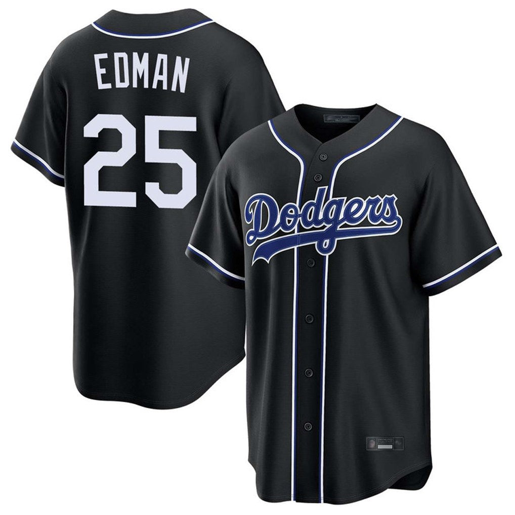 Los Angeles Dodgers #25 Tommy Edman Player Black AmberGomez Carbon Limited Home Stitched Jerseys