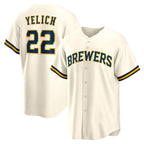 Milwaukee Brewers #22 Christian Yelich White AmberGomez Home Replica Jersey