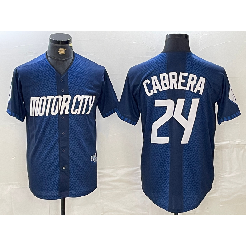 Detroit Tigers #24 Miguel Cabrera Navy AmberGomez 2024 City Connect Cool Base Limited Stitched Jersey