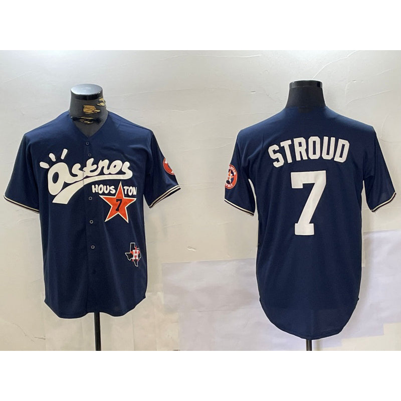 Houston Astros #7 CJ Stroud Navy AmberGomez Cactus Jack Vapor Premier Stitched Jersey