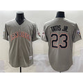 San Diego Padres #23 Fernando Tatis Jr. Gray AmberGomez Fashion Throwback With Patch Cool Base Stitched Jersey