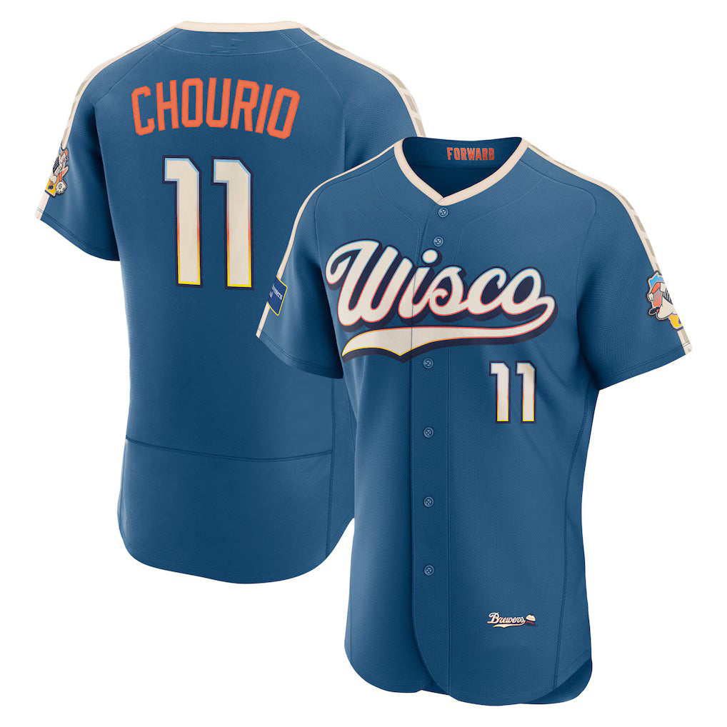 Milwaukee Brewers #11 Jackson Chourio Mineral Blue AmberGomez 2026 City Connect Authentic Sponsor Patch Jersey