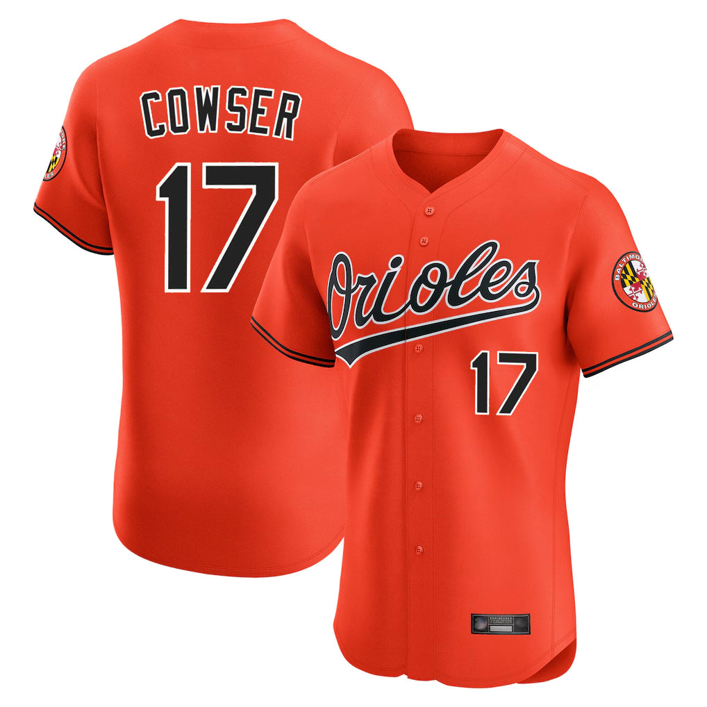 Baltimore Orioles #17 Colton Cowser Player Orange AmberGomez Limited Elite Home Game Stitched Jerseys