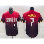 Philadelphia Phillies #7 Trea Turner Red AmberGomez 2024 City Player Number Cool Base Jersey 2