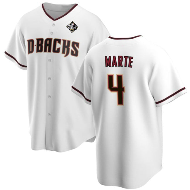 Arizona Diamondbacks #4 Ketel Marte White AmberGomez 2023 World Series Cool Base Stitched Jersey