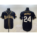 Seattle Mariners #24 Ken Griffey Jr. Black Gold AmberGomez Cool Base Stitched Jersey