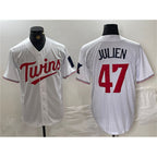 Minnesota Twins #47 Edouard Julien White AmberGomez Cool Base Stitched Jerseys