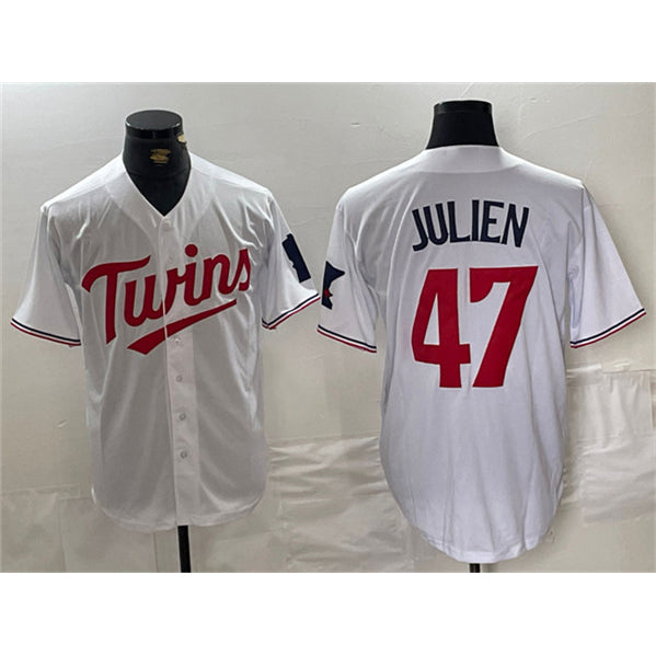 Minnesota Twins #47 Edouard Julien White AmberGomez Cool Base Stitched Jerseys