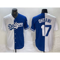 Los Angeles Dodgers #17 Shohei Ohtani White Blue AmberGomez Two Tone Stitched Jerseys