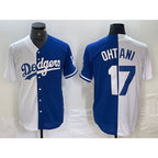 Los Angeles Dodgers #17 Shohei Ohtani White Blue AmberGomez Two Tone Stitched Jerseys