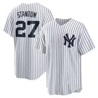 New York Yankees #27 Giancarlo Stanton White AmberGomez Home Replica Player Name Jersey