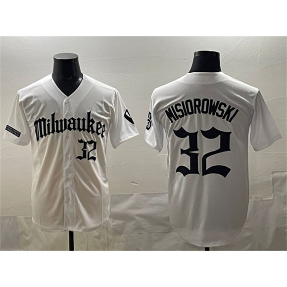 Milwaukee Brewers #32 Jacob Misiorowski White AmberGomez 'Gothic 414 Shadows Edition' Vapor Premier Limited Stitched Jersey
